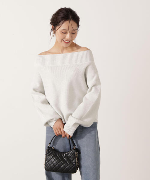 PROPORTION BODY DRESSING（プロポーションボディドレッシング）の「ラメ入りオフショル畔ニット / 1215270009（ニット/セーター・レディース・パープル/ホワイト/グレー・SMALL/MEDIUM）」の18枚目の写真