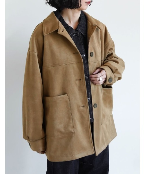 2025AW COLLECTION]フェイクスウェードシャツジャケット（ステンカラー