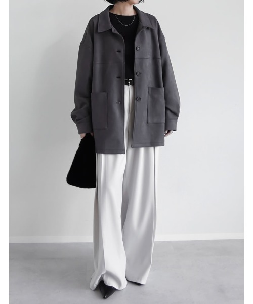 2025AW COLLECTION]フェイクスウェードシャツジャケット（ステンカラー