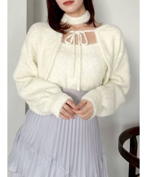 dazzlin（ダズリン）の「ミニシャギーニットボレロ（カーディガン/ボレロ・レディース・ピンク/オフホワイト/グレー/チャコールグレー・FREE）」の16枚目の写真