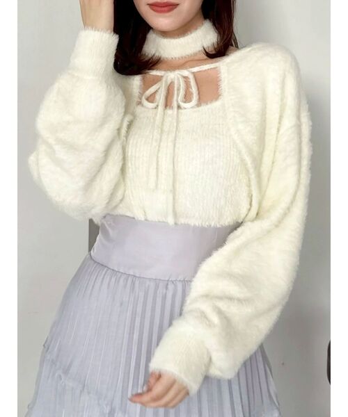 dazzlin（ダズリン）の「ミニシャギーニットボレロ（カーディガン/ボレロ・レディース・ピンク/オフホワイト/グレー/チャコールグレー・FREE）」の18枚目の写真