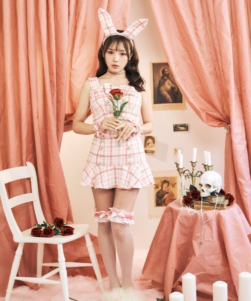 ツイードバニーリボンセットアップ（スカート）【コスプレ6点セット