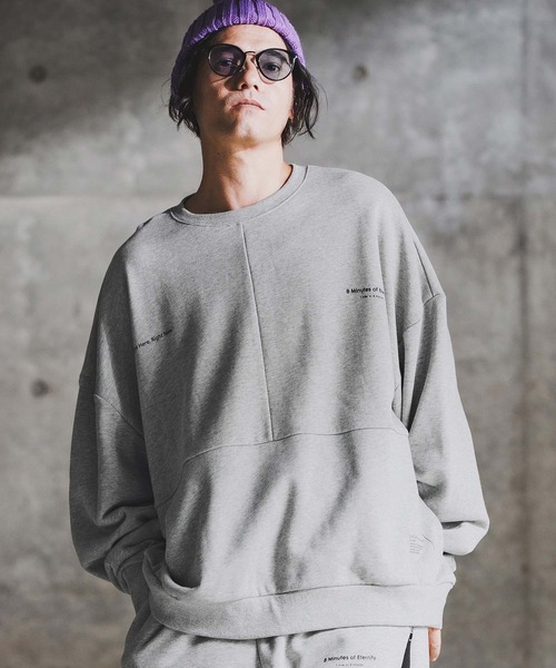 GLIMCLAP(グリムクラップ)の「msw1765-Point Graphic Sweat shirt スウェットプルオーバー(192-058-gla-cf)(スウェット・メンズ・ブラック/オフホワイト/ミックスグレー・S/M/L)」の3枚目の写真