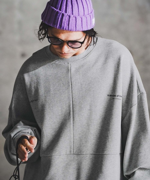 GLIMCLAP(グリムクラップ)の「msw1765-Point Graphic Sweat shirt スウェットプルオーバー(192-058-gla-cf)(スウェット・メンズ・ブラック/オフホワイト/ミックスグレー・S/M/L)」の9枚目の写真