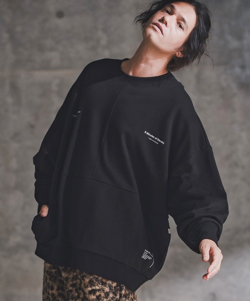 GLIMCLAP(グリムクラップ)の「msw1765-Point Graphic Sweat shirt スウェットプルオーバー(192-058-gla-cf)(スウェット・メンズ・ブラック/オフホワイト/ミックスグレー・S/M/L)」の15枚目の写真