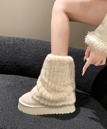 ファー切り替えミドル ムートンブーツ