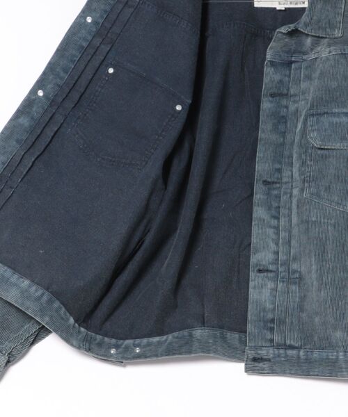 AOZORA（アオゾラ）の「AOZORA/アオゾラ　コーデユロイ ケミカルブリーチトラッカーJKT（ブルゾン・メンズ・オリーブ/インディゴブルー・MEDIUM/LARGE/X-LARGE）」の4枚目の写真