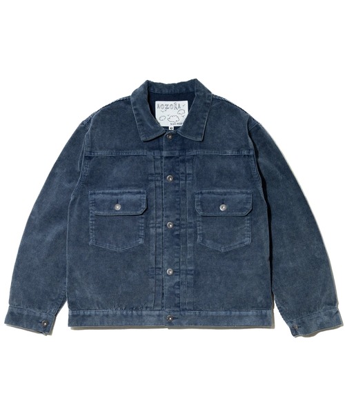 AOZORA（アオゾラ）の「AOZORA/アオゾラ　コーデユロイ ケミカルブリーチトラッカーJKT（ブルゾン・メンズ・オリーブ/インディゴブルー・MEDIUM/LARGE/X-LARGE）」の2枚目の写真