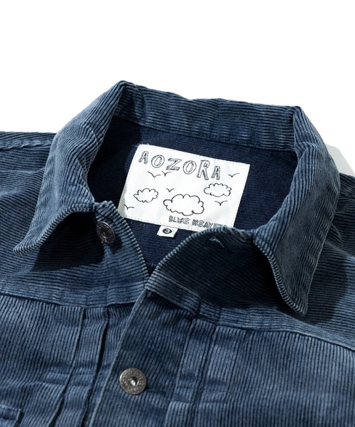 AOZORA（アオゾラ）の「AOZORA/アオゾラ　コーデユロイ ケミカルブリーチトラッカーJKT（ブルゾン・メンズ・オリーブ/インディゴブルー・MEDIUM/LARGE/X-LARGE）」の5枚目の写真