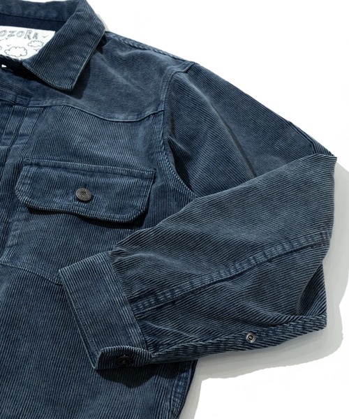 AOZORA（アオゾラ）の「AOZORA/アオゾラ　コーデユロイ ケミカルブリーチトラッカーJKT（ブルゾン・メンズ・オリーブ/インディゴブルー・MEDIUM/LARGE/X-LARGE）」の8枚目の写真