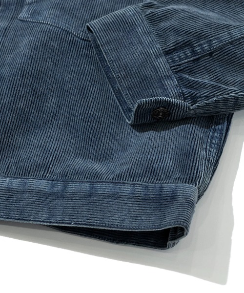 AOZORA（アオゾラ）の「AOZORA/アオゾラ　コーデユロイ ケミカルブリーチトラッカーJKT（ブルゾン・メンズ・オリーブ/インディゴブルー・MEDIUM/LARGE/X-LARGE）」の9枚目の写真