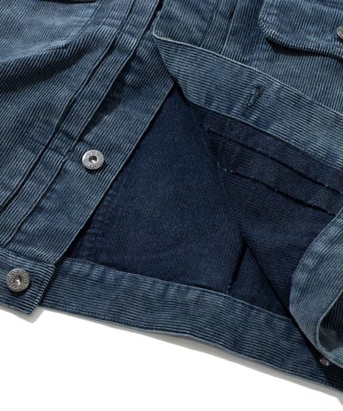 AOZORA（アオゾラ）の「AOZORA/アオゾラ　コーデユロイ ケミカルブリーチトラッカーJKT（ブルゾン・メンズ・オリーブ/インディゴブルー・MEDIUM/LARGE/X-LARGE）」の10枚目の写真