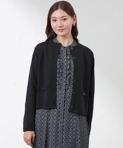 amaca(アマカ)の「【Anniversary Piece】光電子×ミラノリブニットジャケット(カーディガン/ボレロ・レディース・ダークネイビー/オフホワイト/ブラウン系その他5・40/38)」の3枚目の写真