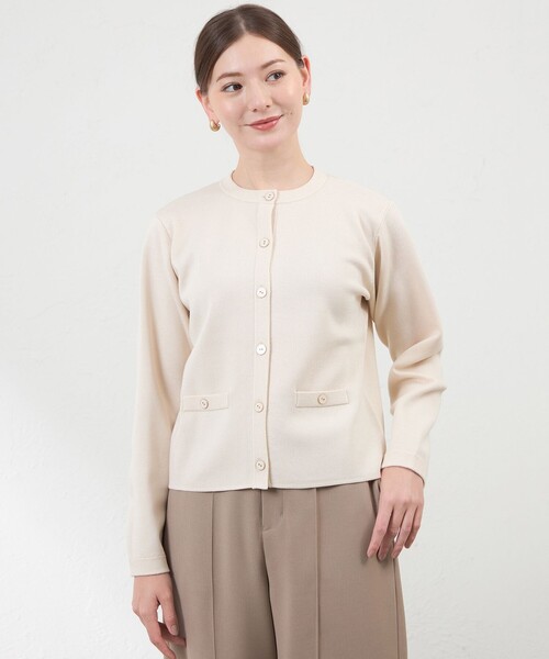 amaca(アマカ)の「【Anniversary Piece】光電子×ミラノリブニットジャケット(カーディガン/ボレロ・レディース・ダークネイビー/オフホワイト/ブラウン系その他5・40/38)」の18枚目の写真