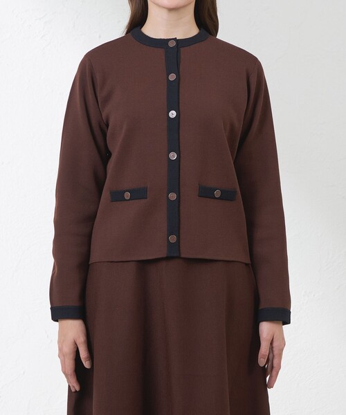 amaca(アマカ)の「【Anniversary Piece】光電子×ミラノリブニットジャケット(カーディガン/ボレロ・レディース・ダークネイビー/オフホワイト/ブラウン系その他5・40/38)」の11枚目の写真