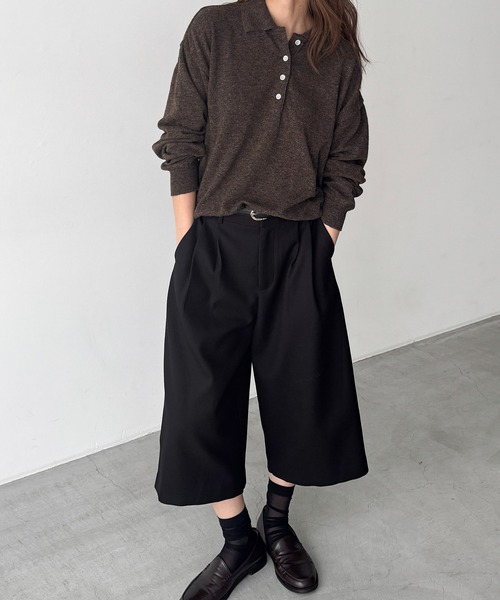 CANAL JEAN(キャナルジーン)の「El mar ウール混ポロニット(ニット/セーター・レディース・ブラック/ブラウン/グレー・ONE SIZE)」の3枚目の写真