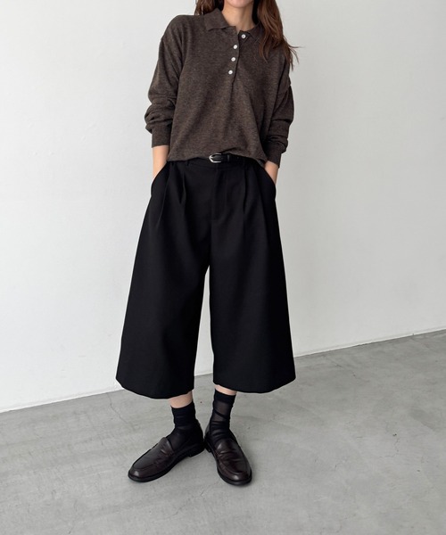 CANAL JEAN(キャナルジーン)の「El mar ウール混ポロニット(ニット/セーター・レディース・ブラック/ブラウン/グレー・ONE SIZE)」の6枚目の写真
