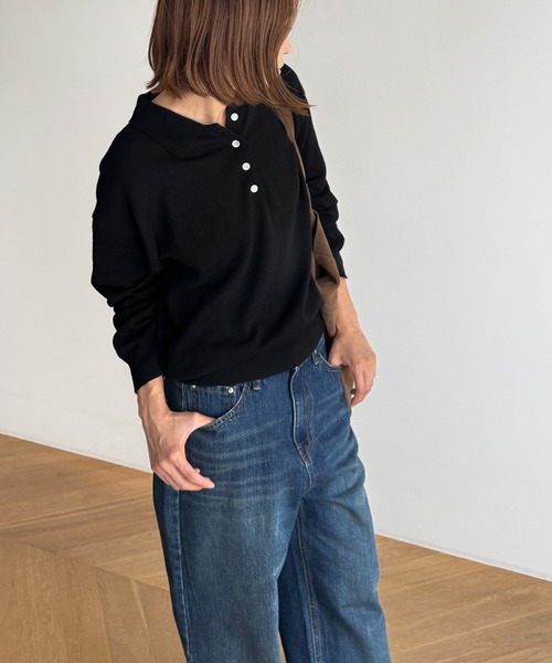 CANAL JEAN(キャナルジーン)の「El mar ウール混ポロニット(ニット/セーター・レディース・ブラック/ブラウン/グレー・ONE SIZE)」の11枚目の写真