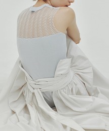 EMILY ODA オリジナルレース柄ニットトップス　白 Lace Knit Pants Off White – emilyoda