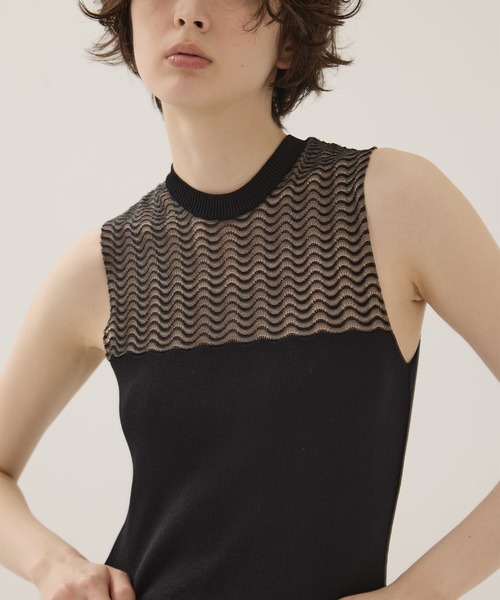 EMILY ODA(エミリーオダ)の「【EMILYODA/エミリーオダ】Crew Neck Bodysuit/クルーネックボディスーツ(ニット/セーター・レディース・ライトブルー/ブラック・FREE)」の2枚目の写真