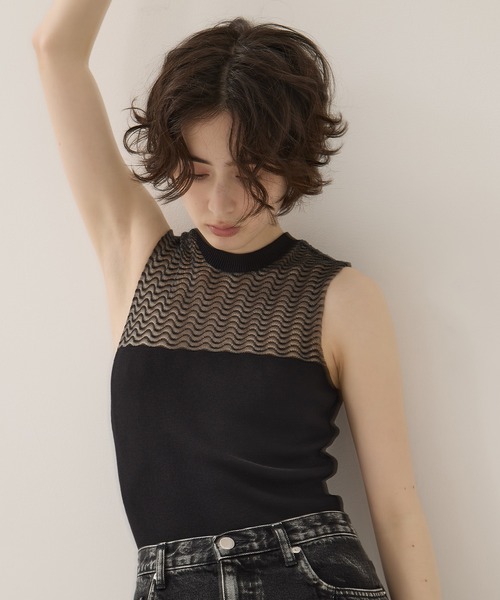 EMILY ODA(エミリーオダ)の「【EMILYODA/エミリーオダ】Crew Neck Bodysuit/クルーネックボディスーツ(ニット/セーター・レディース・ライトブルー/ブラック・FREE)」の5枚目の写真