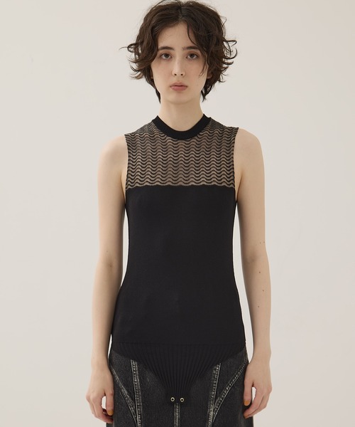 EMILY ODA(エミリーオダ)の「【EMILYODA/エミリーオダ】Crew Neck Bodysuit/クルーネックボディスーツ(ニット/セーター・レディース・ライトブルー/ブラック・FREE)」の11枚目の写真