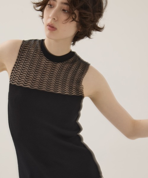 EMILY ODA(エミリーオダ)の「【EMILYODA/エミリーオダ】Crew Neck Bodysuit/クルーネックボディスーツ(ニット/セーター・レディース・ライトブルー/ブラック・FREE)」の7枚目の写真