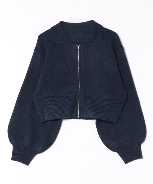 STYLEBLOCK（スタイルブロック）の「無地ジャガードニットWジップカーディガン（カーディガン/ボレロ・レディース・ネイビー/アイボリー/グレイッシュベージュ/ブラック/グレー・M）」の5枚目の写真