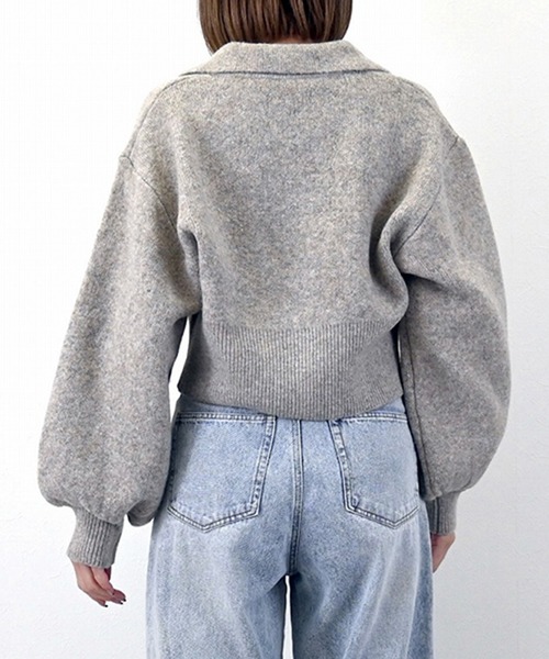 STYLEBLOCK（スタイルブロック）の「無地ジャガードニットWジップカーディガン（カーディガン/ボレロ・レディース・ネイビー/アイボリー/グレイッシュベージュ/ブラック/グレー・M）」の9枚目の写真