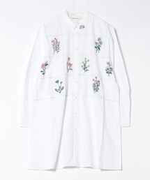 SUPER HAKKA | コットンサンドウォッシュ ボタニカルウィンドウ刺繍チュニックシャツ(シャツ/ブラウス)