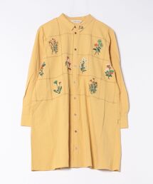 SUPER HAKKA（スーパーハッカ）の「コットンサンドウォッシュ　ボタニカルウィンドウ刺繍チュニックシャツ（シャツ/ブラウス）」