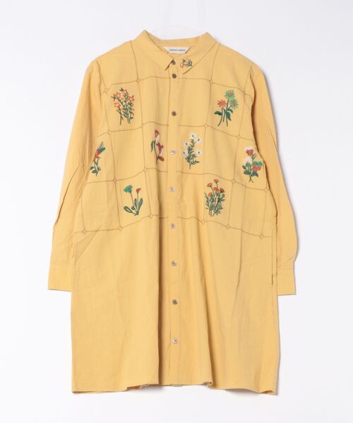 SUPER HAKKA(スーパーハッカ)の「コットンサンドウォッシュ ボタニカルウィンドウ刺繍チュニックシャツ(シャツ/ブラウス・レディース・イエロー/ブラック/オフホワイト・FREE)」の3枚目の写真