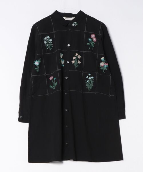 SUPER HAKKA(スーパーハッカ)の「コットンサンドウォッシュ ボタニカルウィンドウ刺繍チュニックシャツ(シャツ/ブラウス・レディース・イエロー/ブラック/オフホワイト・FREE)」の5枚目の写真