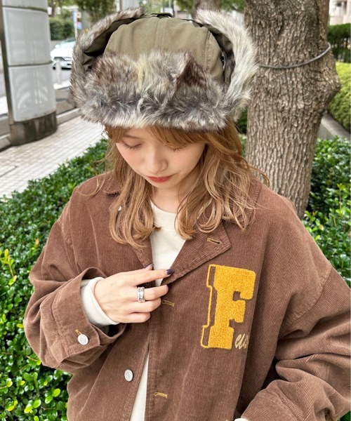 DOUBLE NAME（ダブルネーム）の「ウォッシャブルファーフライトキャップ（キャップ・レディース・ブラウン/ブラック/グレー・FREE）」の10枚目の写真