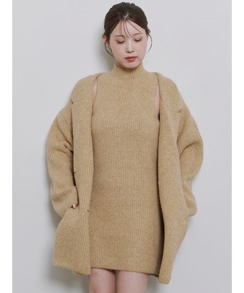 ワンピース Haruki セール】＜Harukiさんコラボ＞バックオープン起毛ニットミニワンピース