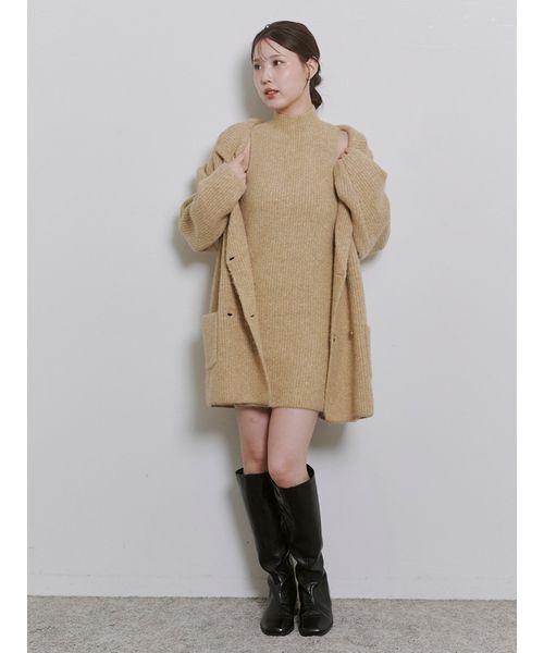 ＜Harukiさんコラボ＞バックオープン起毛ニットミニワンピース【セットアップ対応可能】