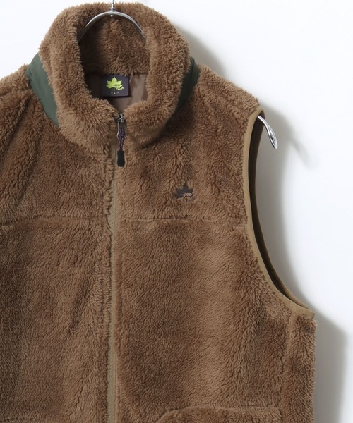 ZOY 刺繍ロゴ ベスト S セール】2025AW LOGOS/ロゴス シャギーボア ワンポイント刺繍 スタンド