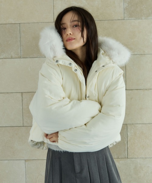 セール】2wayファーフードショート中綿ブルゾン（ブルゾン