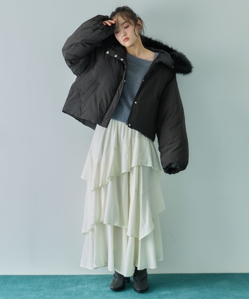 archives（アルシーヴ）の「２ｗａｙファーフードショート中綿ブルゾン（ブルゾン・レディース・アイボリー/ブラック・MEDIUM）」の19枚目の写真