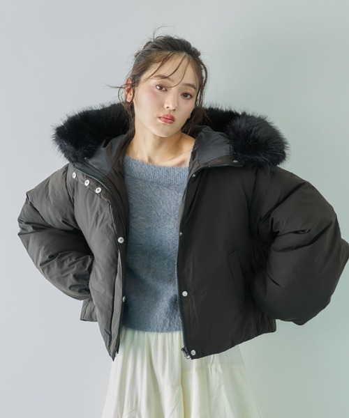 archives（アルシーヴ）の「２ｗａｙファーフードショート中綿ブルゾン（ブルゾン・レディース・アイボリー/ブラック・MEDIUM）」の14枚目の写真