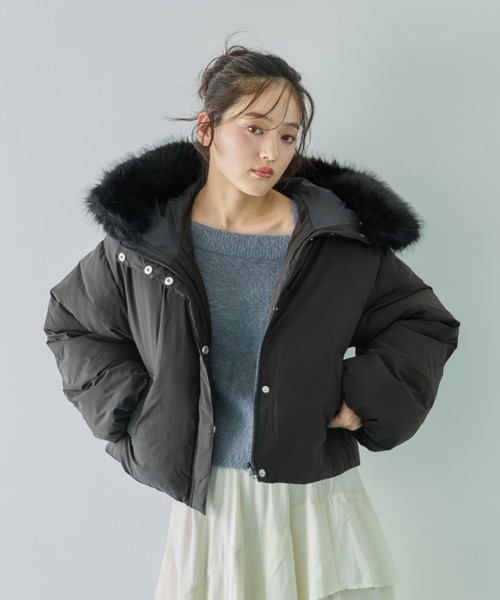 archives（アルシーヴ）の「２ｗａｙファーフードショート中綿ブルゾン（ブルゾン・レディース・アイボリー/ブラック・MEDIUM）」の15枚目の写真