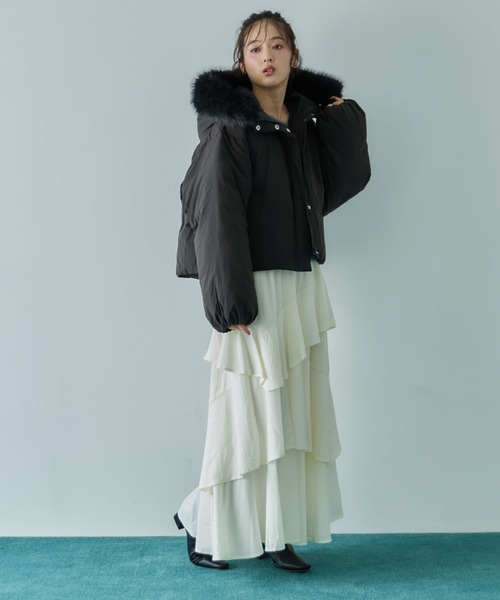 archives（アルシーヴ）の「２ｗａｙファーフードショート中綿ブルゾン（ブルゾン・レディース・アイボリー/ブラック・MEDIUM）」の22枚目の写真