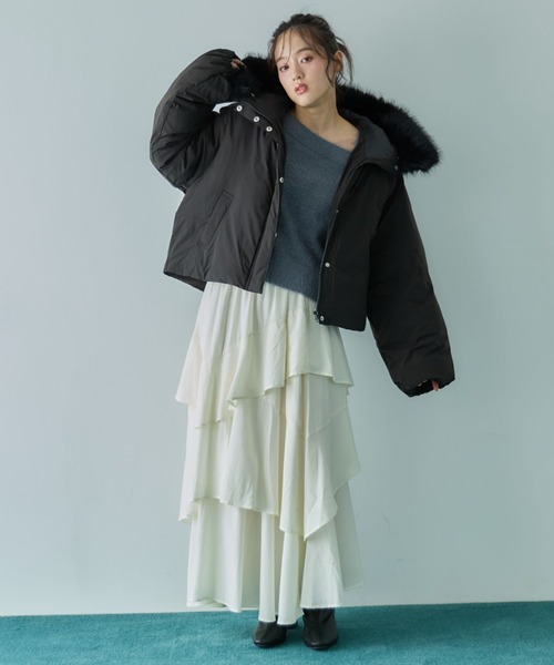 archives（アルシーヴ）の「２ｗａｙファーフードショート中綿ブルゾン（ブルゾン・レディース・アイボリー/ブラック・MEDIUM）」の18枚目の写真