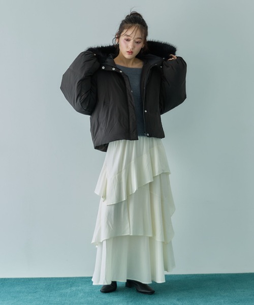 archives（アルシーヴ）の「２ｗａｙファーフードショート中綿ブルゾン（ブルゾン・レディース・アイボリー/ブラック・MEDIUM）」の21枚目の写真