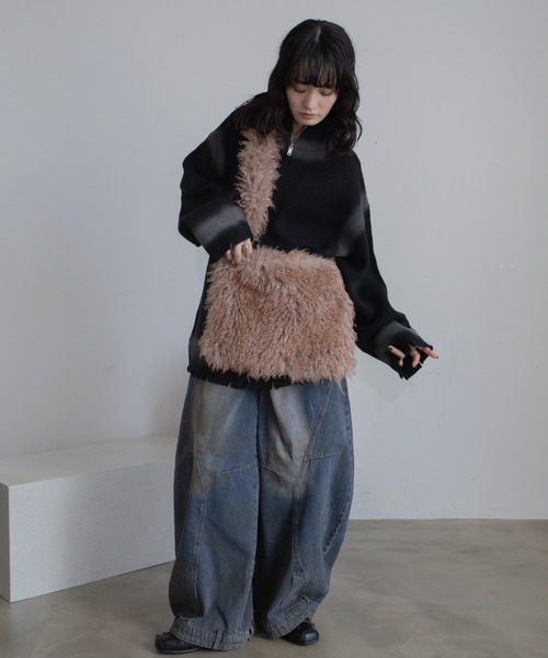 VACANCY（ヴァカンシー）の「ミックスフェイクファーショルダーバック（ショルダーバッグ・レディース・ブラック/アイボリー/ブラウン・FREE）」の5枚目の写真