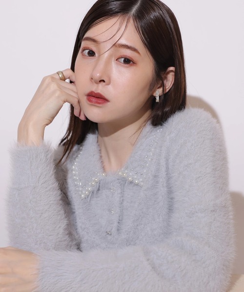 パールビジュー衿フェザーニット（ニット/セーター）｜Rirandture（リ