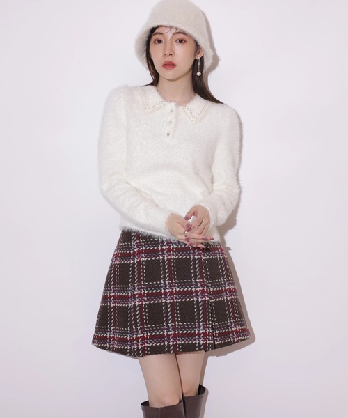 Rirandture パールビジュー衿フェザーニット Rirandture（リランドチュール）の「パールビジュー衿フェザーニット