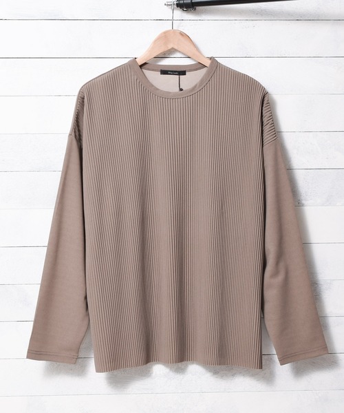 Bling Leads（ブリングリーズ）の「【RES】【Bling leads】オーバーサイズ プリーツカットソー（Tシャツ/カットソー・メンズ・グレイッシュベージュ・LARGE/MEDIUM）」の3枚目の写真