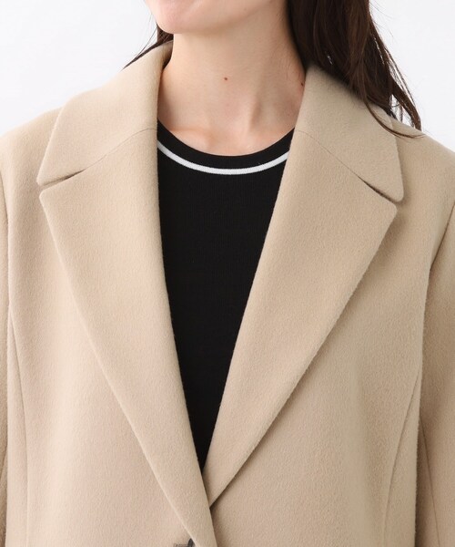 選べる6色】テーラードカラーロングウール混コート（チェスターコート