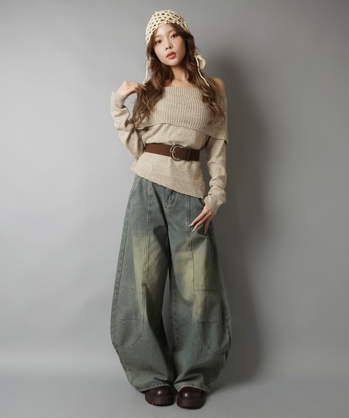 SPINNS(スピンズ)の「ベルト付きオフショルニット(ニット/セーター・レディース・ブラック/ベージュ/ブラウン・ONESIZE)」の20枚目の写真